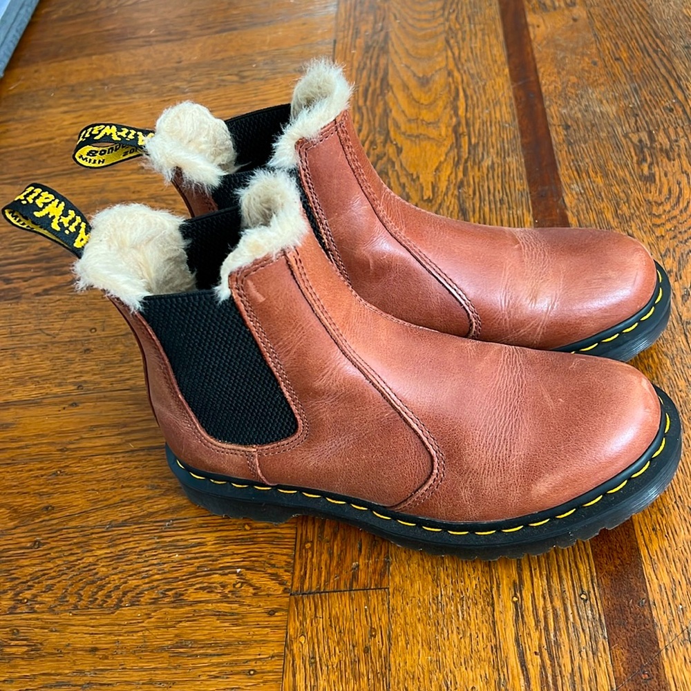 Dr. Martins Chelsea faux fur lined boots